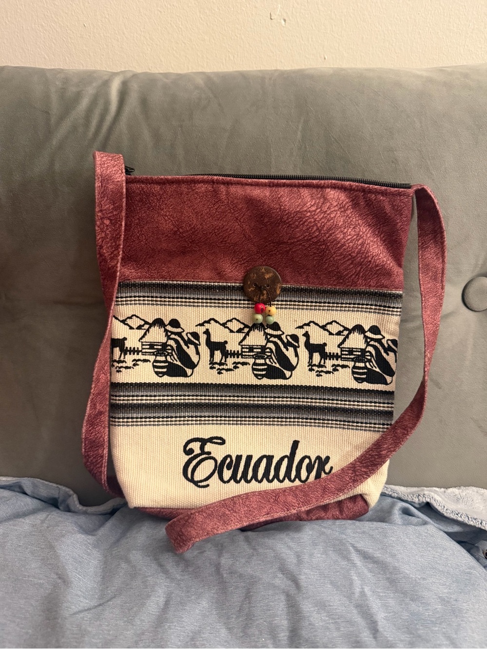 Handmade Ecuador Crossbody Bag Shoulder Purse Woven Andean Alpaca Design Boho